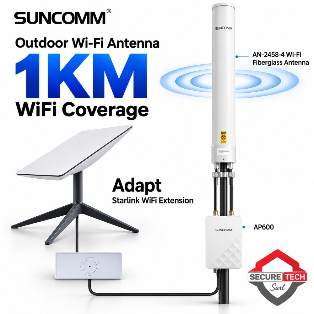 Antenne Wi-Fi extérieure longue portée 1 km HA7304 / SUNCOMM - Prix Cameroun